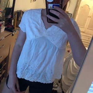 White eyelet top